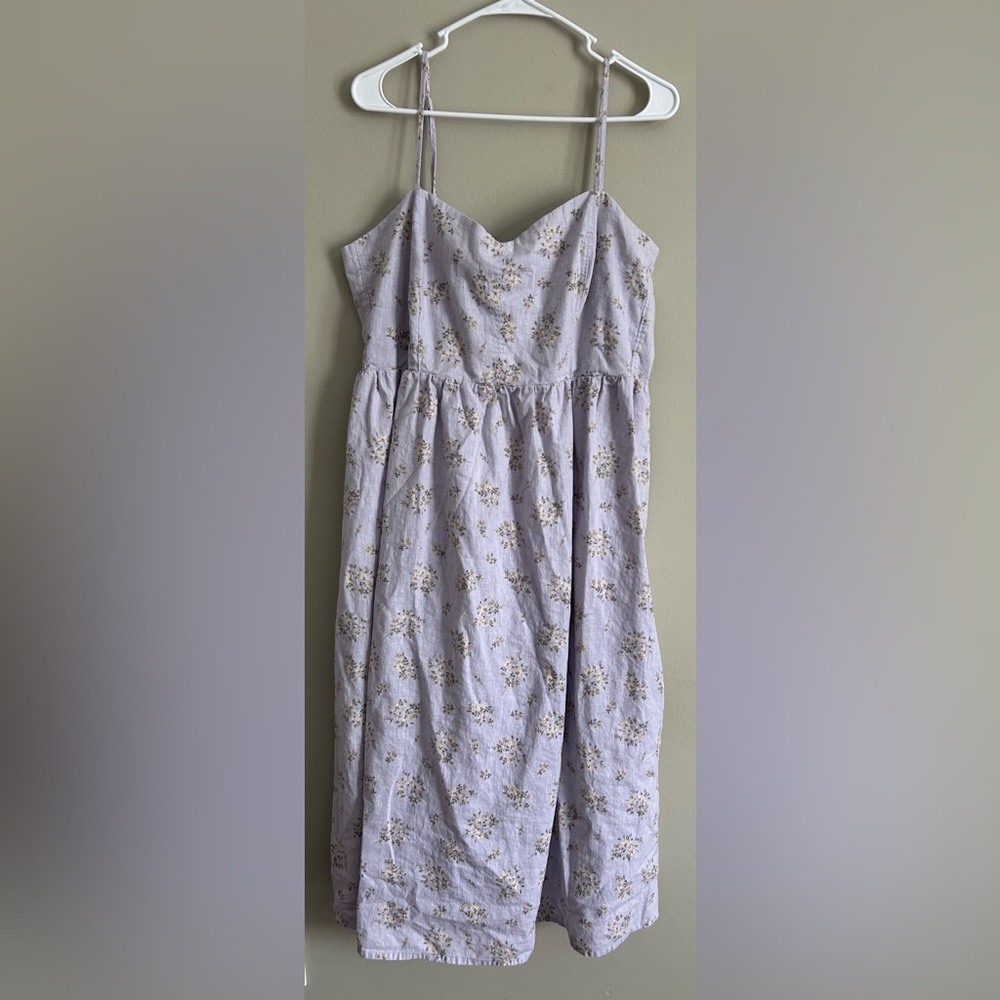 Floral linen midi dress